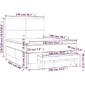 vidaXL Boxspringbett mit Matratze Dunkelblau 140x200 cm Samt