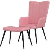 Markenlos Relaxsessel mit Hocker in Rosa Samt