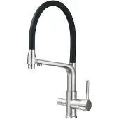 ARI 3-Wege Küchenarmatur Flexible mit Wasserfilter-Anschluss, herausziehbare Brause, 360° schwenkbar, getrennte Wasserwege, Keramikkartusche Inox