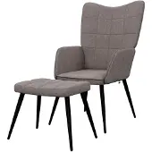 Markenlos Relaxsessel mit Hocker in Taupe