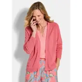 Goldner Strickjacke mit Strickbandblende in koralle | Gr.: 50