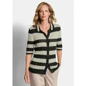 Goldner Ajourjacke in maritimen Look in stein / schwarz / gemustert | Gr.: 44