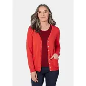 Goldner Uni Merino-Cardigan Langarm in rot | Gr.: 52