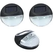MARELIDA LED Solar Fassadenleuchten - Wandleuchten - kaltweiße LED - D: 11cm - Sensor - schwarz - 3er Set