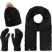 Rock Creek Schal Mütze Handschuhe Set in Schwarz | Gr.: onesize