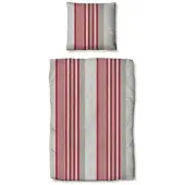 TRAUMSCHLAF Flanell Bettwäsche Mountain Stripe Berry 160x210 cm + 65x100 cm