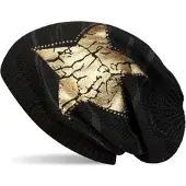 StyleBREAKER Feinstrick Beanie Mütze in Schwarz / Gold | Gr.: onesize