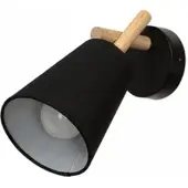 Licht-Erlebnisse Wandlampe Schwarz Stoff Holz Skandinavisch E27 Wandleuchte Wohnzimmer Schlafzimmer Flur