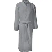 Erwin Müller Piqué Unisex-Bademantel lang Hohenfels in hellgrau | Gr.: S
