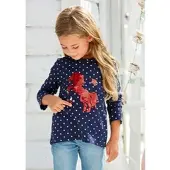 Kidsworld Langarmshirt "für kleine Mädchen" Langarm, Basic-Passform, bedruckt, Rundhalsausschnitt