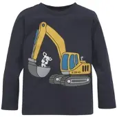 Kidsworld Langarmshirt "HUND MIT BAGGER" Langarm, Basic-Passform, mit stylischem Druck, Rundhalsausschnitt