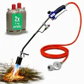 BlueCraft Abflammgerät mit Piezozündung Unkrautvernichter 69 kW, Gas-Druck-Regler, 2x 11k...