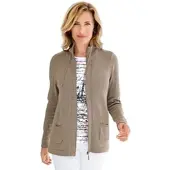 Goldner Herbstcardigan mit Reißverschluss in taupe | Gr.: 54