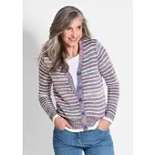 Goldner Langarm Jacke Damen mit Grafikmuster und V-Ausschnitt in bunt / gemustert | Gr.: 54