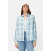 Camel active Karierte Bluse mit Knopfleiste in Hellblau | Gr.: M