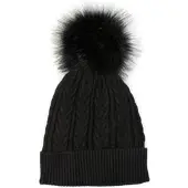 StyleBREAKER Feinstrick Bommelmütze in Schwarz | Gr.: onesize