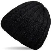 StyleBREAKER Strickmütze in Schwarz-Dunkelgrau | Gr.: onesize
