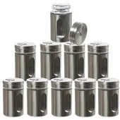 GAUMENKICK 10x Gewürzstreuer Edelstahl Sichtfenster 3 Streumöglichkeiten H: 8cm in silber | Gr.: onesize