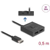DeLOCK DisplayPort Switch 2 auf 1 bidirektional 8K, DisplayPort, Kunststoff, Schwarz, 3840 x 2160, 7680 x 4320, 7680 x 4320 Pixel, 55 mm