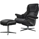 KAWOLA Sessel MODO Relaxsessel drehbar Leder schwarz mit Hocker