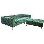 KAWOLA BIG SOFA MIT POLSTERHOCKER NARLA Dunkelgrün Velvet