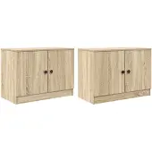 vidaXL Bettschrank 2 pcs Sonoma-Eiche 66 x 35 x 48 cm Holzwerkstoff