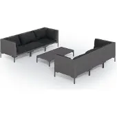 vidaXL 7-tlg. Garten-Lounge-Set mit Kissen Poly Rattan Dunkelgrau