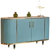 KAWOLA Sideboard MARIA Marmorplatte Kunstleder hellblau