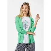Goldner Kurzgröße: Offene Strickjacke in Kurzform in jadegrün | Gr.: 24