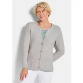 Goldner Elegante Strickjacke mit Taschen in stein / gemustert | Gr.: 44
