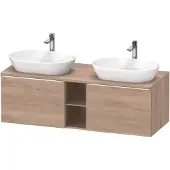 Duravit D-Neo Konsolenwaschtischunterbau wandhängend (Ausschnitt beitseitig), 1400x459x550mm, 2 Auszüge, 2 offene Fächer, mit Griff chrom, DE4950B10550000