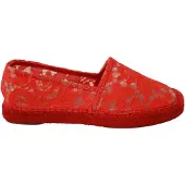 Dolce&Gabbana Rote Spitze Baumwoll-Espadrilles Ballerinas