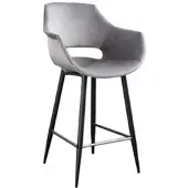 KAWOLA Barhocker ZAJA Barstuhl Sitzhöhe 76 cm Velvet grau