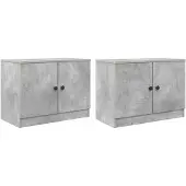 vidaXL Bettschrank 2 pcs Betongrau 66 x 35 x 48 cm Holzwerkstoff