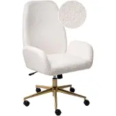 Beliani Bürostuhl Weiß Bouclé Höhenverstellbar Drehbar Bremsbare Rollen mit Armlehnen Wippfunktion Modern Drehstuhl Büro Arbeitszimmer Homeoffice
