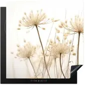 KitchenYeah Herdabdeckplatte Blumen beige | Gr.: 78 x 52 cm