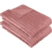 Erwin Müller Fleece, Microfaser Wohndecke 2er-Pack Aosta in rosenholz | Gr.: 130-x-170-cm