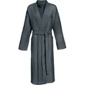 Erwin Müller Piqué Unisex-Bademantel lang Hohenfels in anthrazit | Gr.: XL