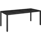 Furnicato Gartentisch Mit Glasplatte Schwarz 190x90x75 Cm Poly Rattan