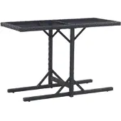Furnicato Gartentisch Schwarz 110x53x72 Cm Glas Und Poly Rattan