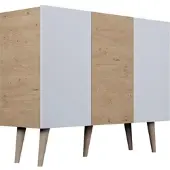 WFL GROUP SIDEBOARD Ivy 120/95/40 in Lancelot Eiche, Weiß