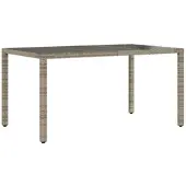 Furnicato Gartentisch Mit Glasplatte Grau 150x90x75 Cm Poly Rattan