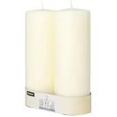 Papstar Starpak 2 Stumpenkerzen Ø 80 mm mit Flachkopf 150 mm - weiss