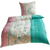 TRAUMSCHLAF Soft-Touch Mikrofaser Bettwäsche Fiori grün 240x220 cm + 2x 80x80 cm
