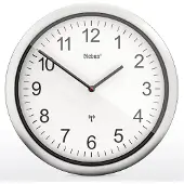 Mebus Funk-Wanduhr 26 cm lautlos silberner Rahmen Modell
