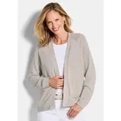 Goldner Strickjacke mit Strickbandblende in stein | Gr.: 42