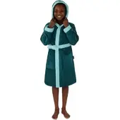 Normani Frottee Bademantel für Kinder aus Bio-Baumwolle in Pinguin-Blau | Gr.: 134/140