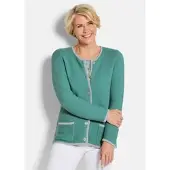 Goldner Elegante Strickjacke mit Taschen in salbei / gemustert | Gr.: 44