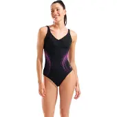 Arena Badeanzug Damen Shimmering - Black-very Fuchsia - 38