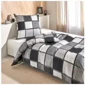 TRAUMSCHLAF Mako-Satin Bettwäschegarnitur Verso grau 160x210 cm + 65x100 cm